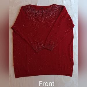 Vila Milano red pullover knit sweater/rhinestones most likely women's 18W/XL